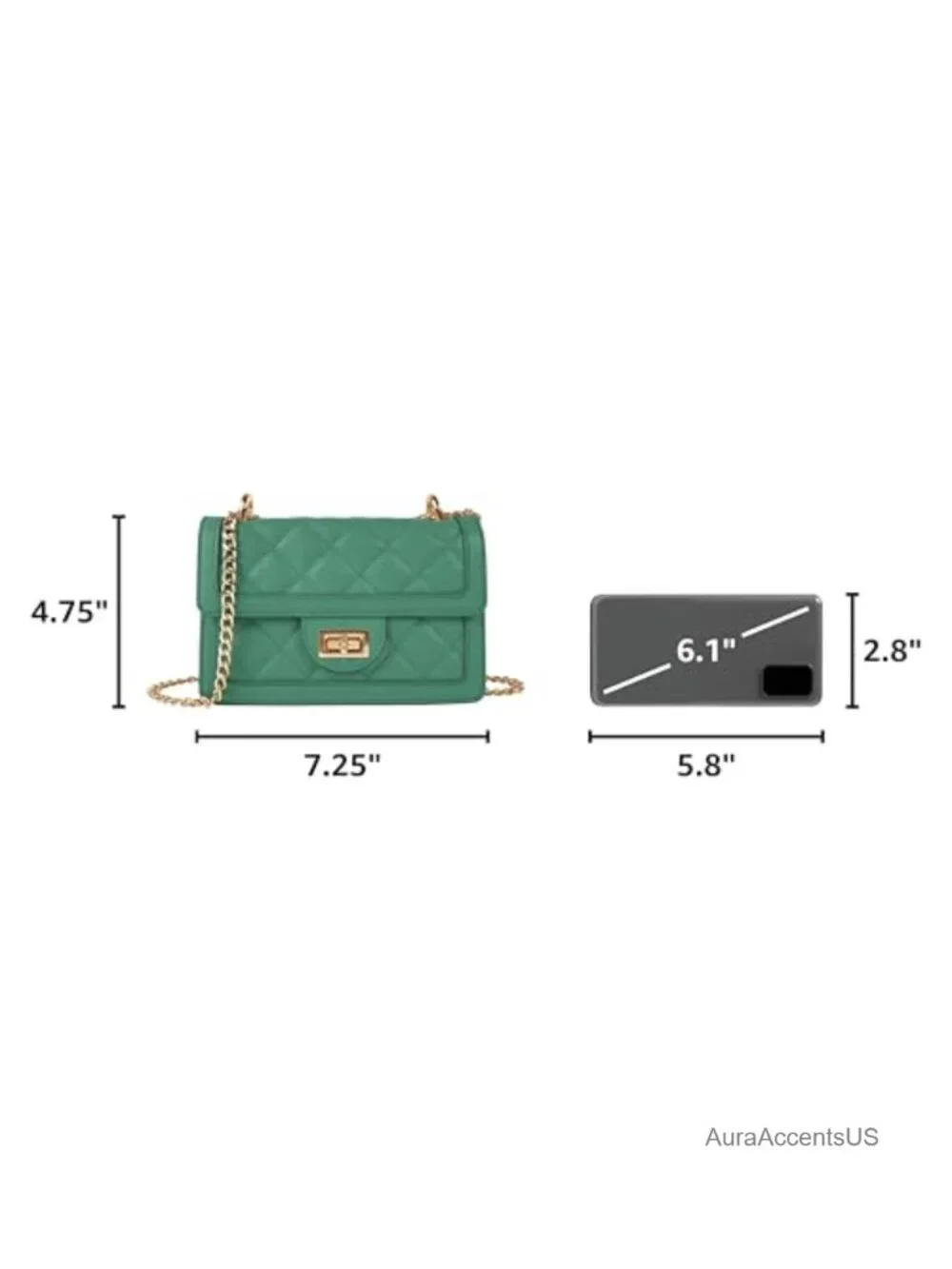 Quilted Faux Leather Crossbody Bag with Chain Strap | Small Purse